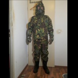 Gasmaske und Flecktarn